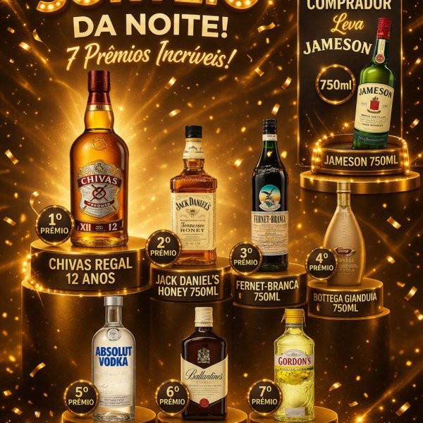 🚨 SORTEIO DA NOITE – 7 PRÊMIOS TOP! 🚨